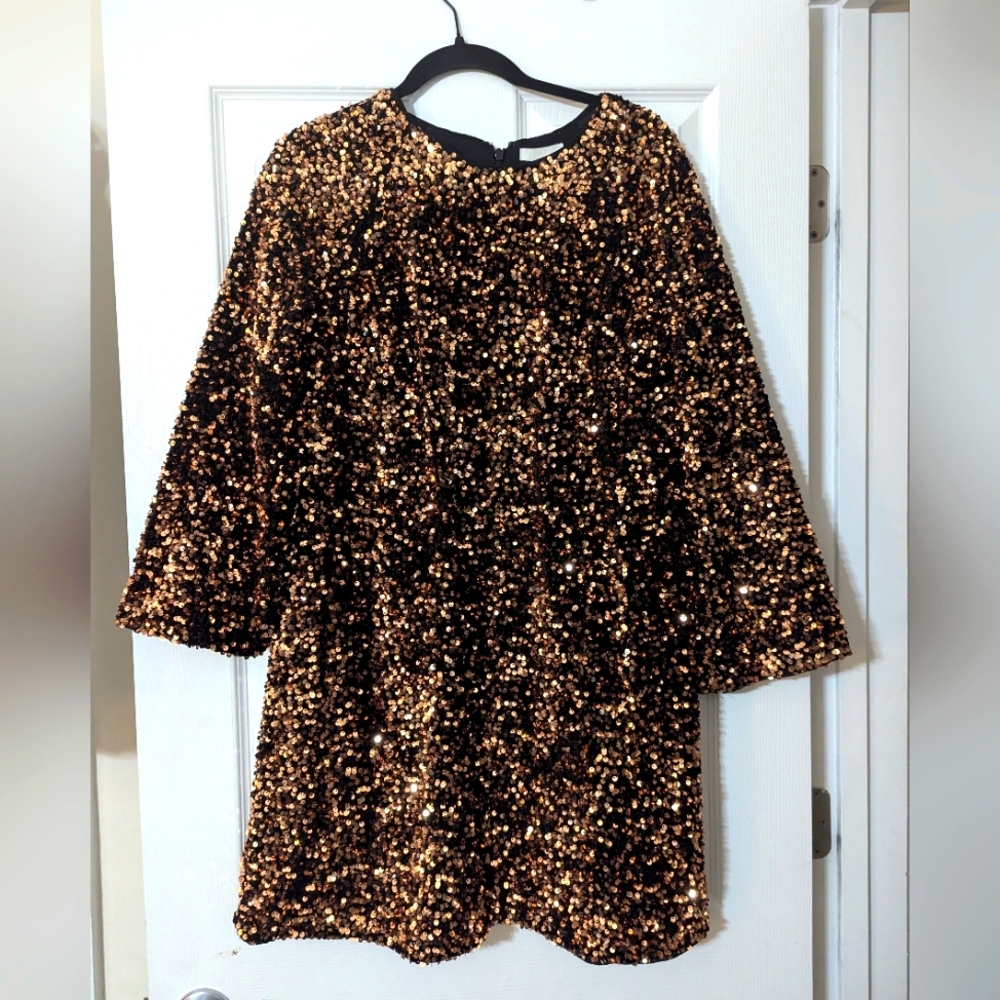 Gold Sequin Short Maxi Dress